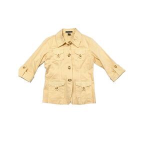 Preswick & Moore Yellow Jacket with Big Buttons Detail Built in Belt Women's PS